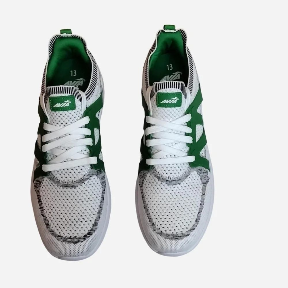 (NWT) Men's Avia Green and White Athletic Sneakers Size 13